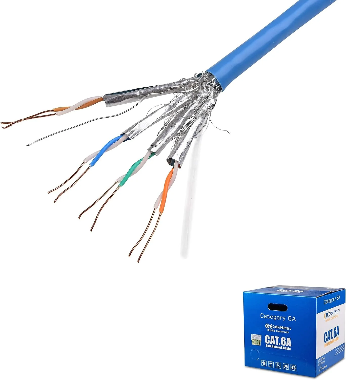 Cable Matters 10Gbps UL Listat în Perete (cm) Cablu Cat 6A Ecranat cu Cupru Gol