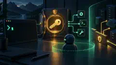 Diagramă abstractă a unui agent care utilizează o referință la un secret, un agent SSH și instrumente MCP, fără a afișa chei private.