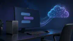 O stație de lucru AI locală conectată la un serviciu cloud prin căi de date vizibile