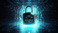 O imagine simbolică reprezentând confidențialitatea și securitatea digitală, cu un lacăt încuiat și protejat de o emblemă de scut, care transmite ideea de protejare a datelor și de anonimat online.