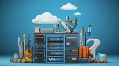 Un turn de server de calculator, un nor și o cutie de unelte simbolizând opțiunile VMware ESXi, Citrix XenServer și Hyper-V.